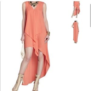 NWT BCBG Maxazria Sleeveless Coral High-Low V-Neck Dress